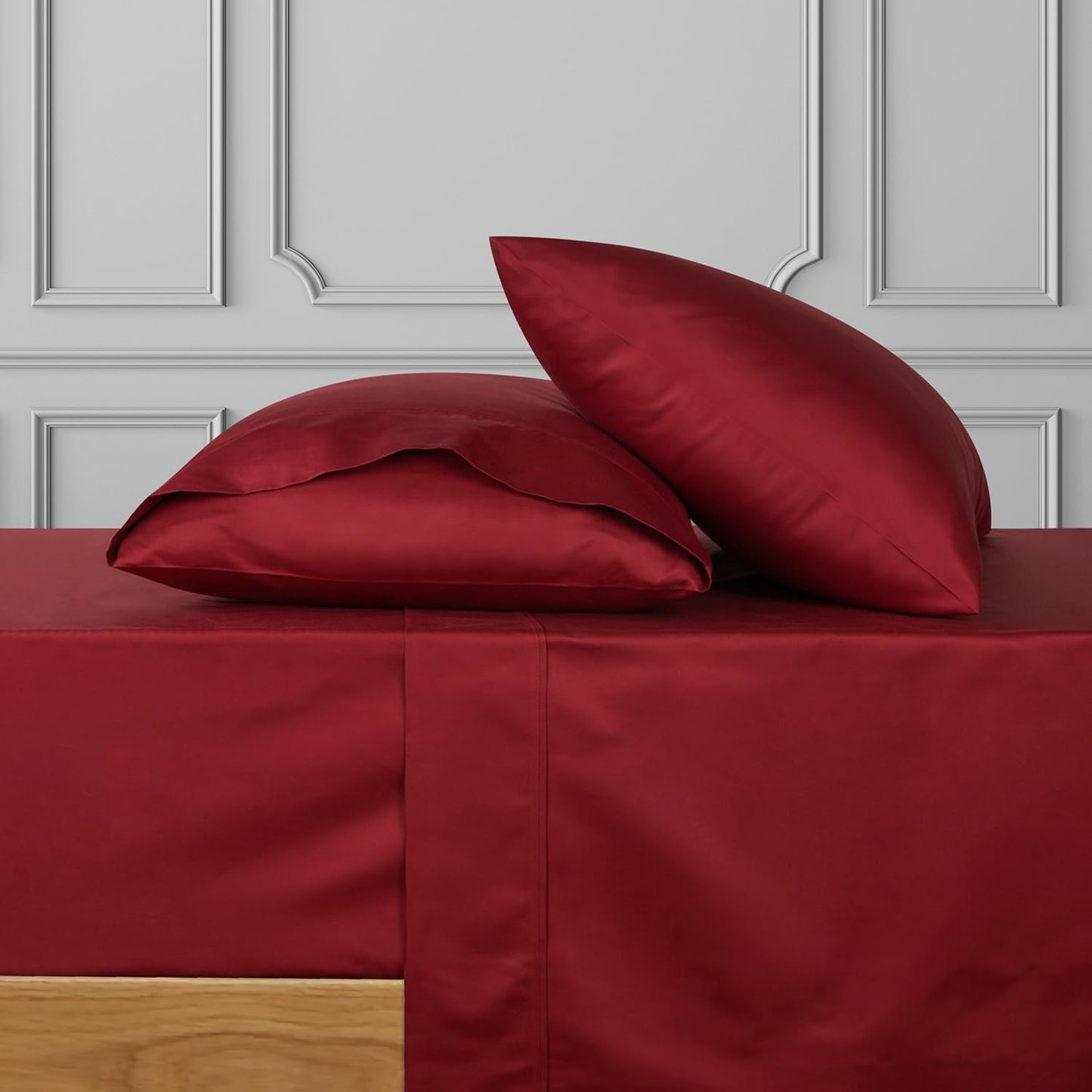 URBANHUT 700 Thread Count Egyptian Cotton King Sheets, 4Pc Sheet Set Soft Luxury Bed Sheets for King Size Bed, Sateen Weave Hotel Sheets, 16'' Elasticized Deep Pocket - Burgundy