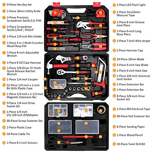 KingTool 325 Piece Home Repair Tool Kit, General Home/Auto Repair Tool Set, Toolbox Storage Case with Drawer, General Hous...