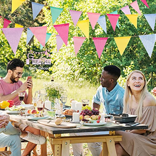 Pennant Banner Flags Pastel - GREATRIL Colorful Triangle Banners for Birthday Easter Classroom School Carnival Garland Out...