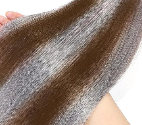 Giginger Bundles Human Hair P4/GREY 16 18 20 inch Straight Wave Human Hair Bundles Highlight Chocolate Grey Unprocessed Quick Weave Soft Sewn In Hair Extensions for Black Women