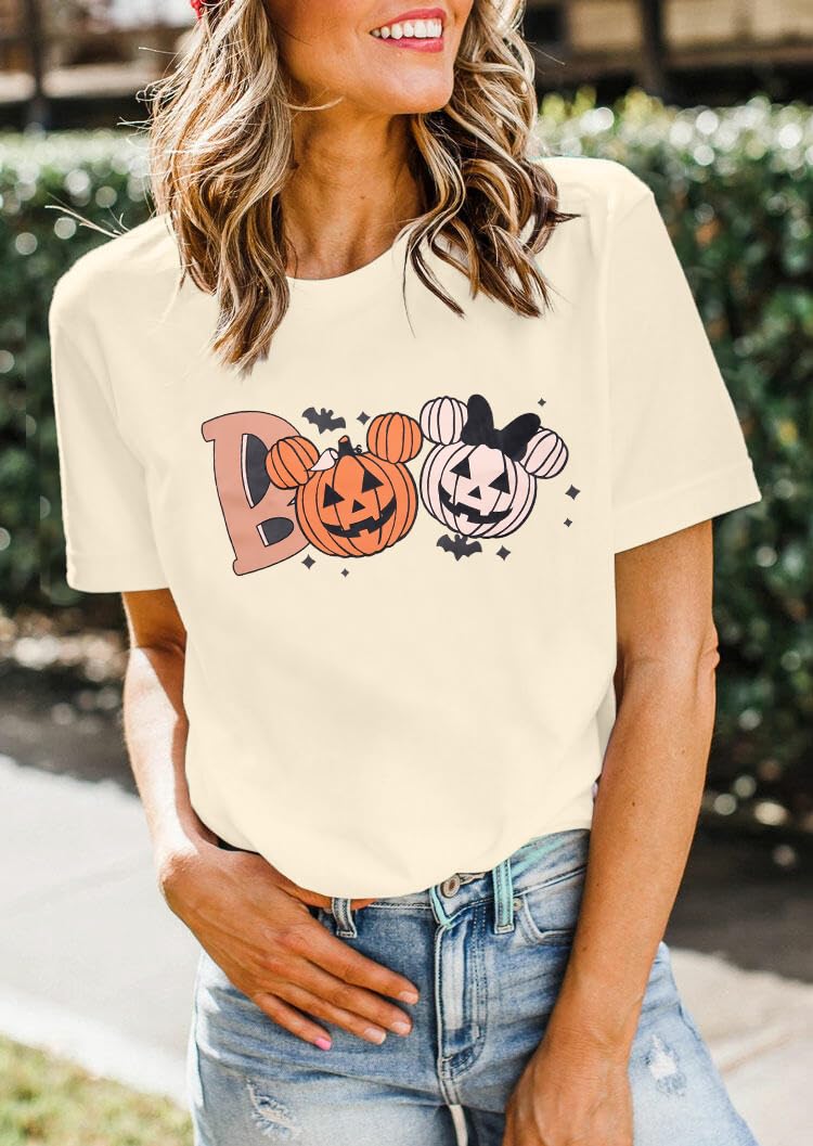 Halloween Party Shirt Woman Magical Halloween Shirts Boo Tshirt Pumpkin Print Tees Casual Vacation Short Sleeve Tops