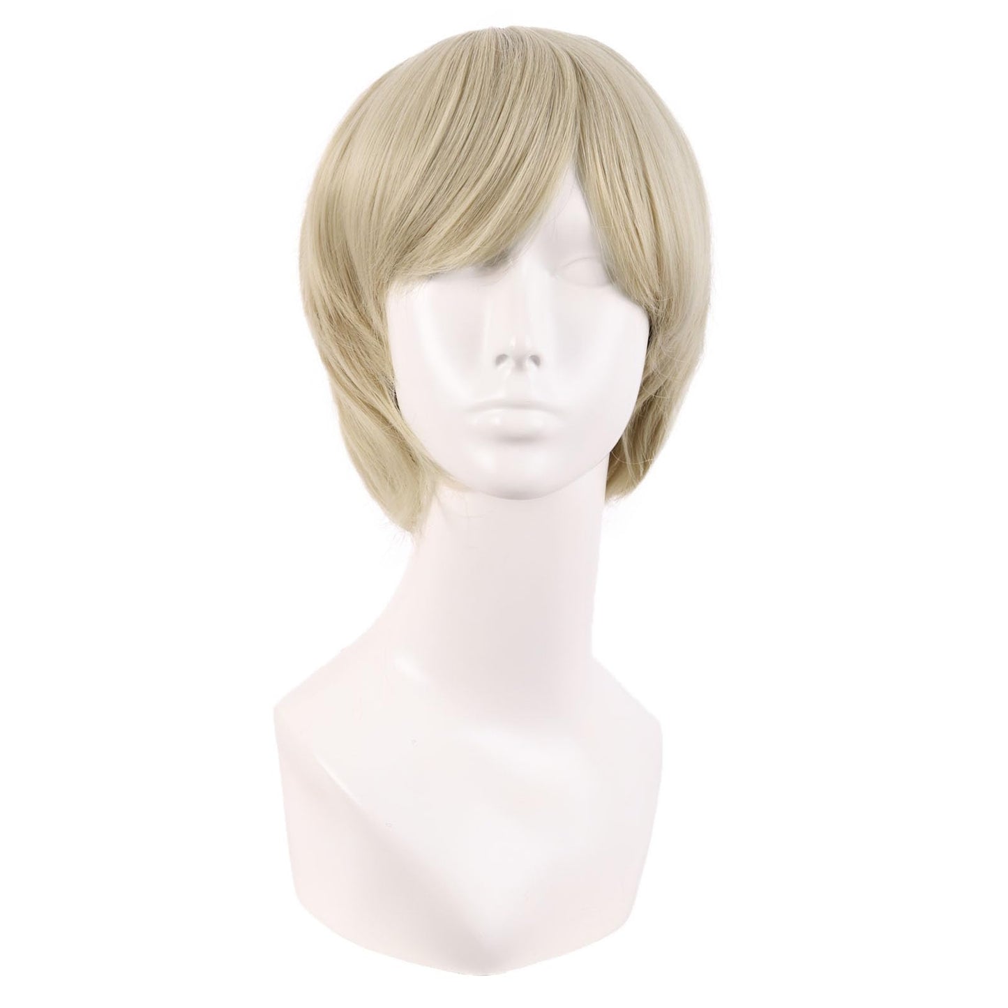 MapofBeauty 10 Inch/25 cm Side Bangs High temperature fiber Fashion Men Short Straight Wig (Blonde)