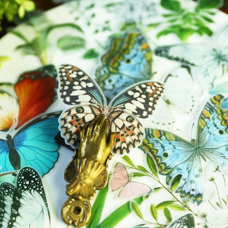 Vintage Vellum Stickers Floral Plants Elements Scrapbooking Supplies Flowers Botanic Natural Translucent Paper Self-Adhesive Junk-Journal Items (Tropical Plants)