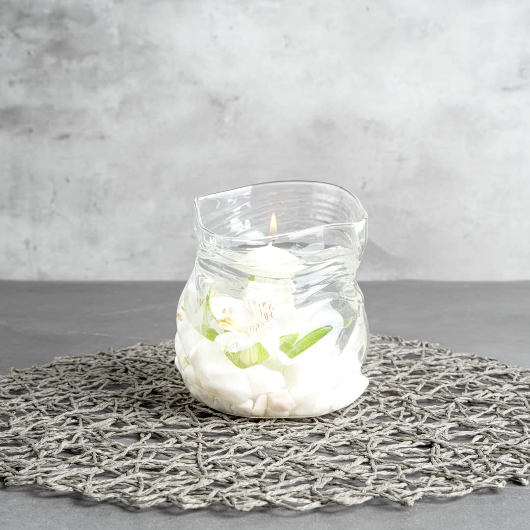 Restaurantware-22 Ounce Unzipped Bag Bowl, 1 Small Glass Bag - Realistic Crinkled Edges, Serve Candy, Popcorn, or Nuts, Clear Glass Bowl, Dishwashable, Flat Base