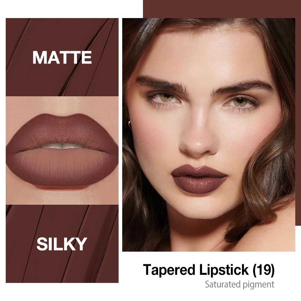 Kaely Maroon Gradient Matte Lipstick Lip Liner Pencil for Women, 2in1 Flawless Contour Gradual Ombre Effect Lip Pencil Makeup Wa