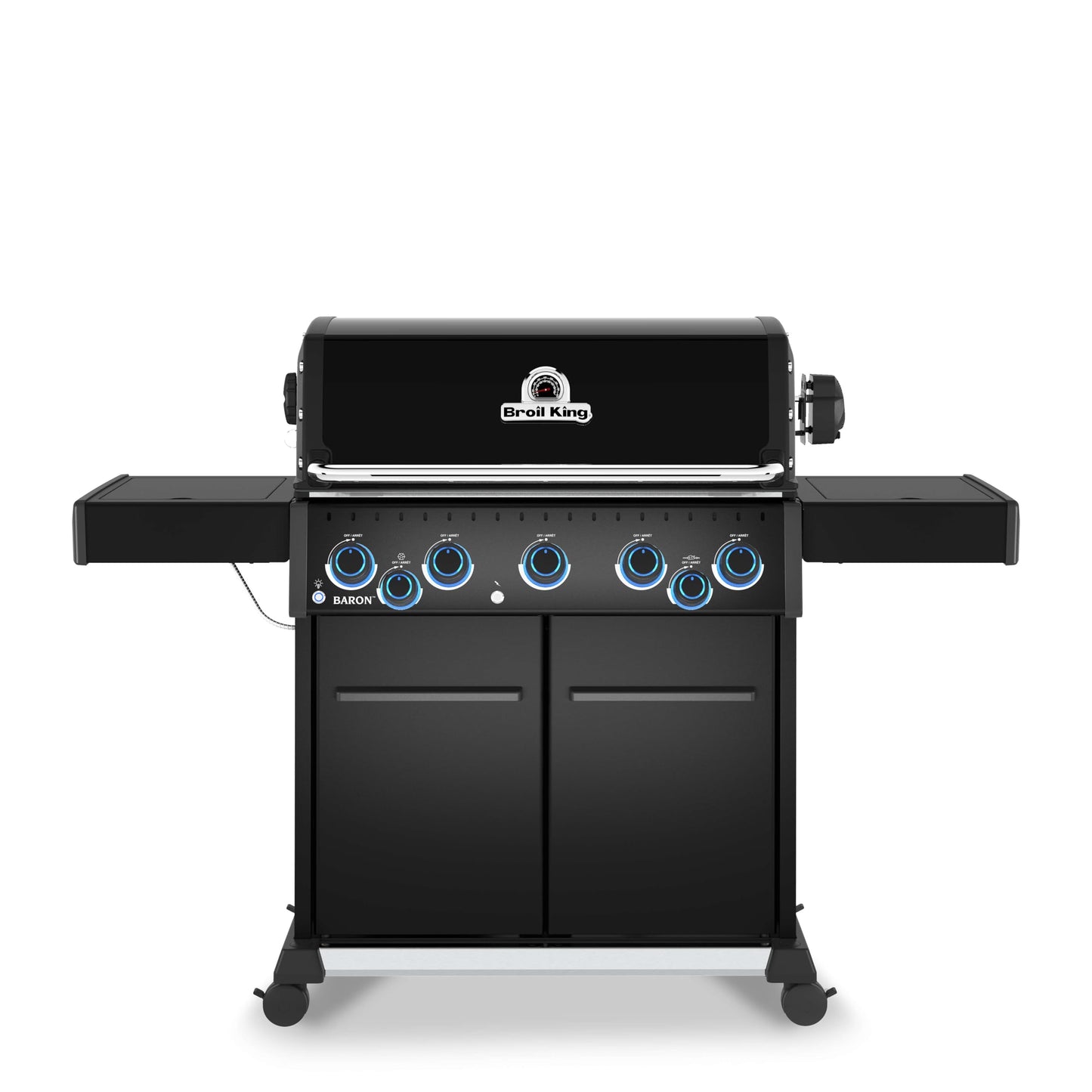 Broil King 675144 Baron 590 Pro Shadow 5-Burner Pellet Ready Propane Gas Grill in Black with Side Burner and Rear Rotisserie Burner