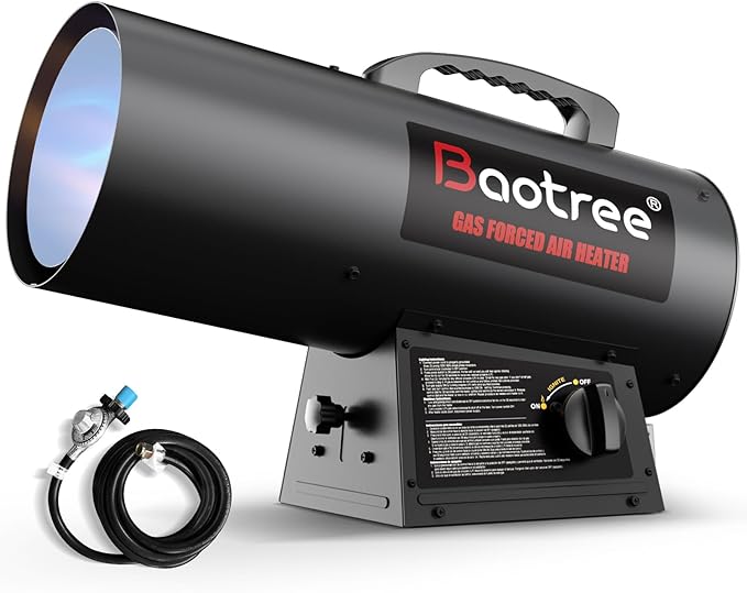 Baotree 60,000 BTU Forced Air Propane Heater, 10 ft Hose with Regulator Included,Portable Space Heater for Garage, Adjusta...