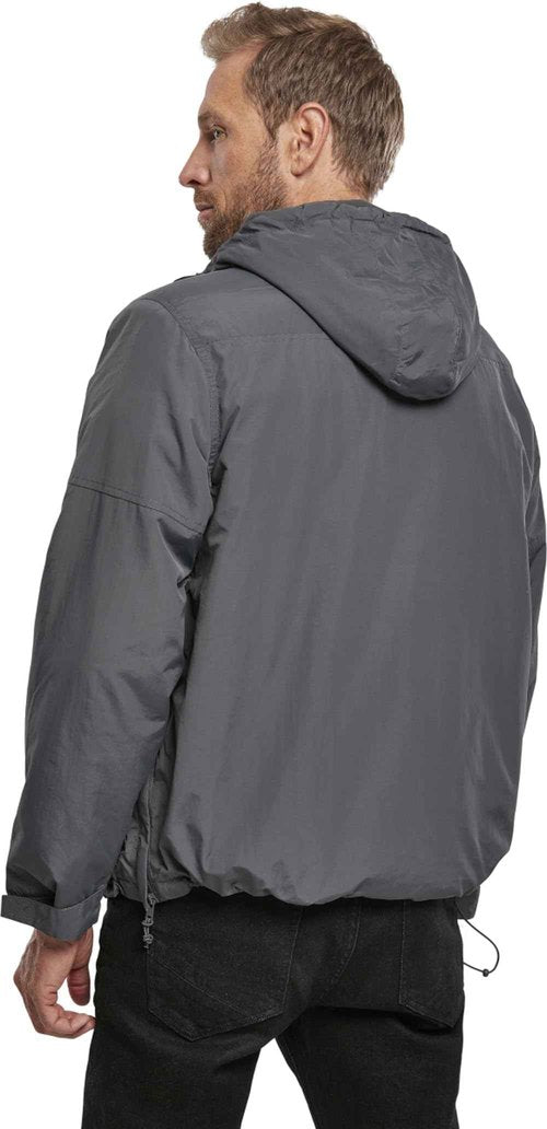 Brandit Individual Wear Men's Windbreaker Fall Jacket, with 100% Polyester, Water & Wind Resistant, and Zip Pockets, Anthracite - XX-Large