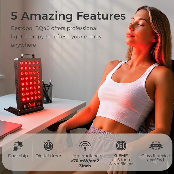 BestQool Red Light Therapy, Dual Chip 660nm 850nm Elite Grade Red Light Therapy for Face, Portable Infrared Light Therapy for Body, Red Infrared Light Device, LED Light Therapy Panel. 50W.