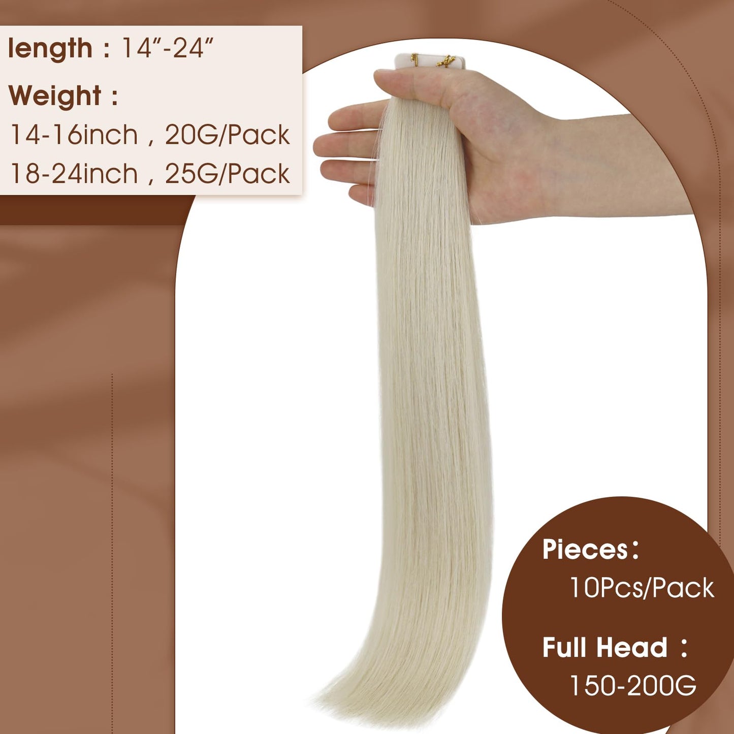 Full Shine Seamless Injected Tape in Hair Extensions 24 Inch Invisible Machine Remy Tape in Virgin Hair Extensions Color Blonde
