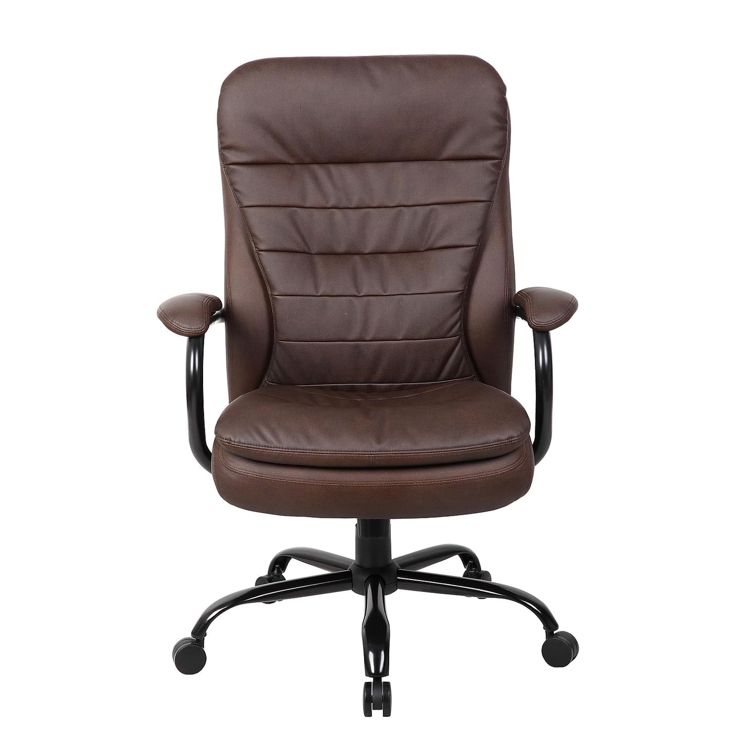 Boss Office Products Heavy Duty Double Plush LeatherPlus Chair with 350lbs Weight Capacity in Bomber Brown (B991-BB)