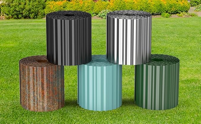 Corrugated Metal Garden Edging, Sturdy Tall Landscape Edging Borders, Perfect DIY for Flower Beds, Lawn and Pathway, Tree Surrounds, Paver Edges (Silver, 10"×20FT)