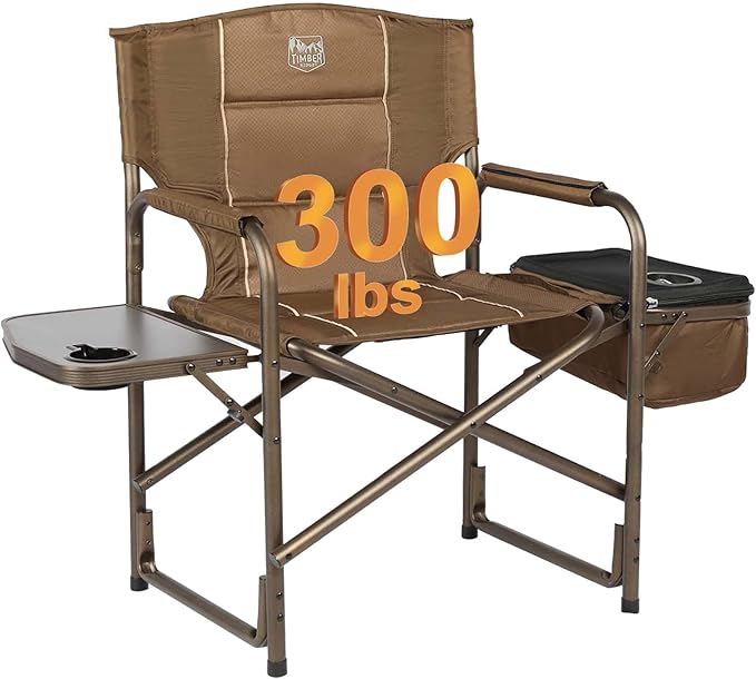 TIMBER RIDGE Folding Camping Chair with Cooler Bag, Director Chair Foldable with Side Table for Adults, Camp Chairs for Ou...