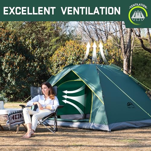 Happy Travel 1/2/3/4 Person Camping Tent, Instant Easy Pop Up Tents for Camping,Automatic Waterproof Family Camping Tent, ...