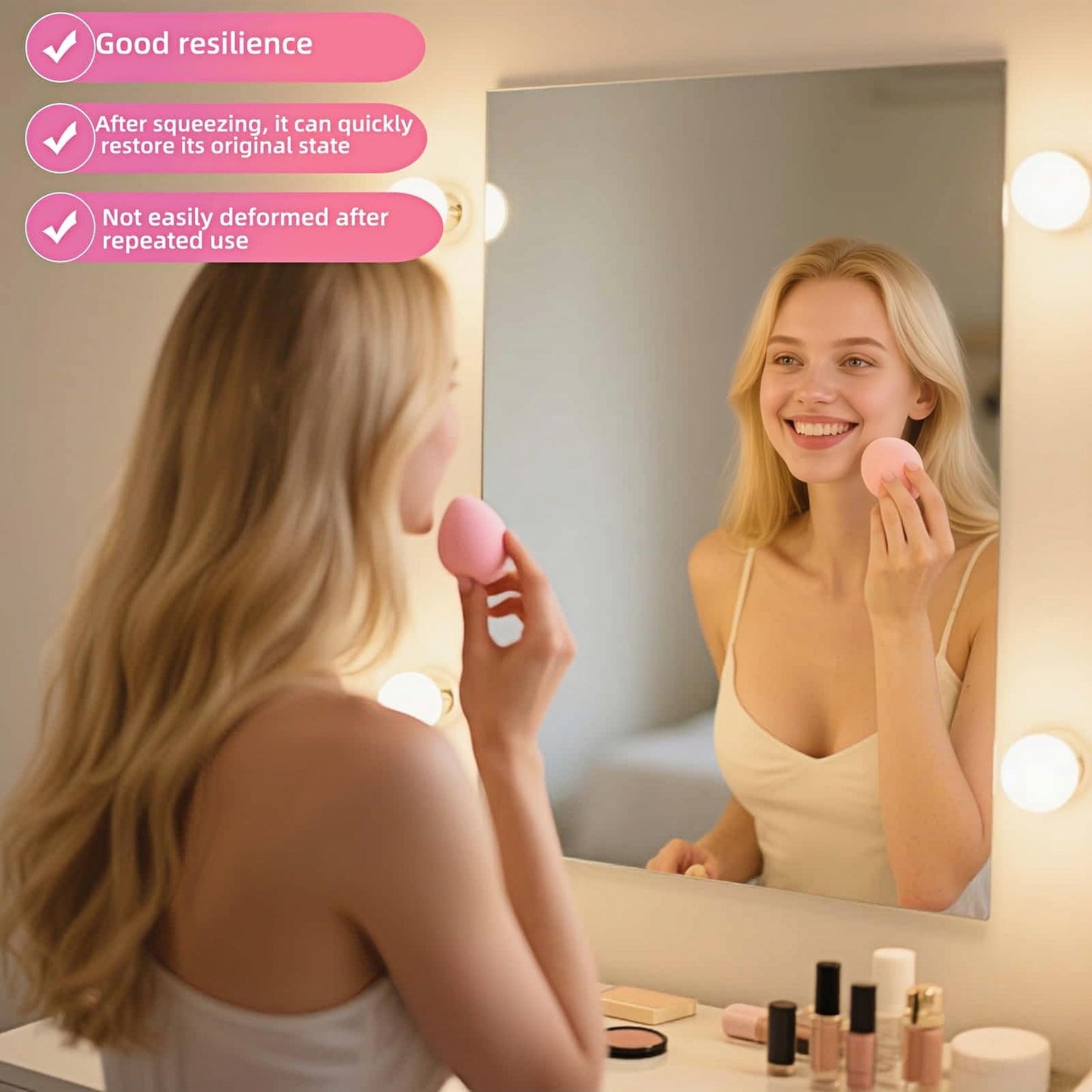 8pcs Makeup Sponges Set - Latex-Free, Blending Beauty Sponge for Liquid, Cream & Powder, Soft Non-Absorbent, Multi-Size with Cas