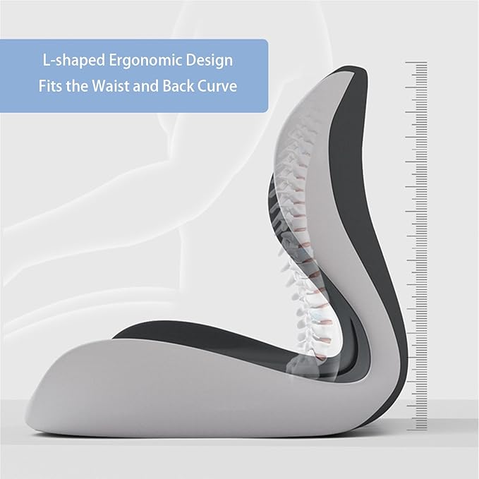 StarAneer Seat Cushion Premium Ergonomic Memory Foam Car & Office Chair Seat Cushion - Orthopedic Lumbar Support for Back Pain Relief, Non-Slip Design for Car, Truck, Home Chair & Office Seat