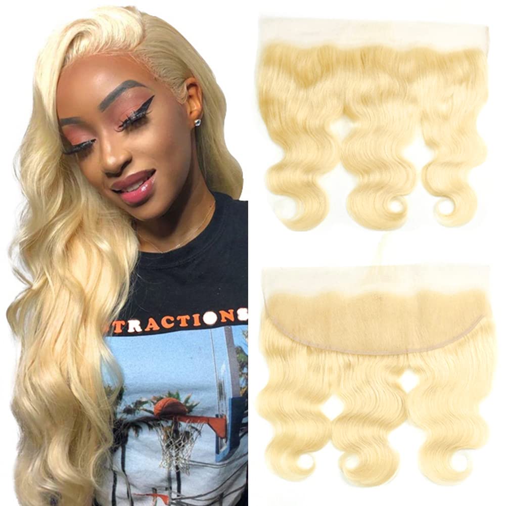 613 Frontal 13x4 Transparent HD Lace Front Closure Ear To Ear Body Wave 12A 100% Russian Platinum Blonde Virgin Remy Human Hair