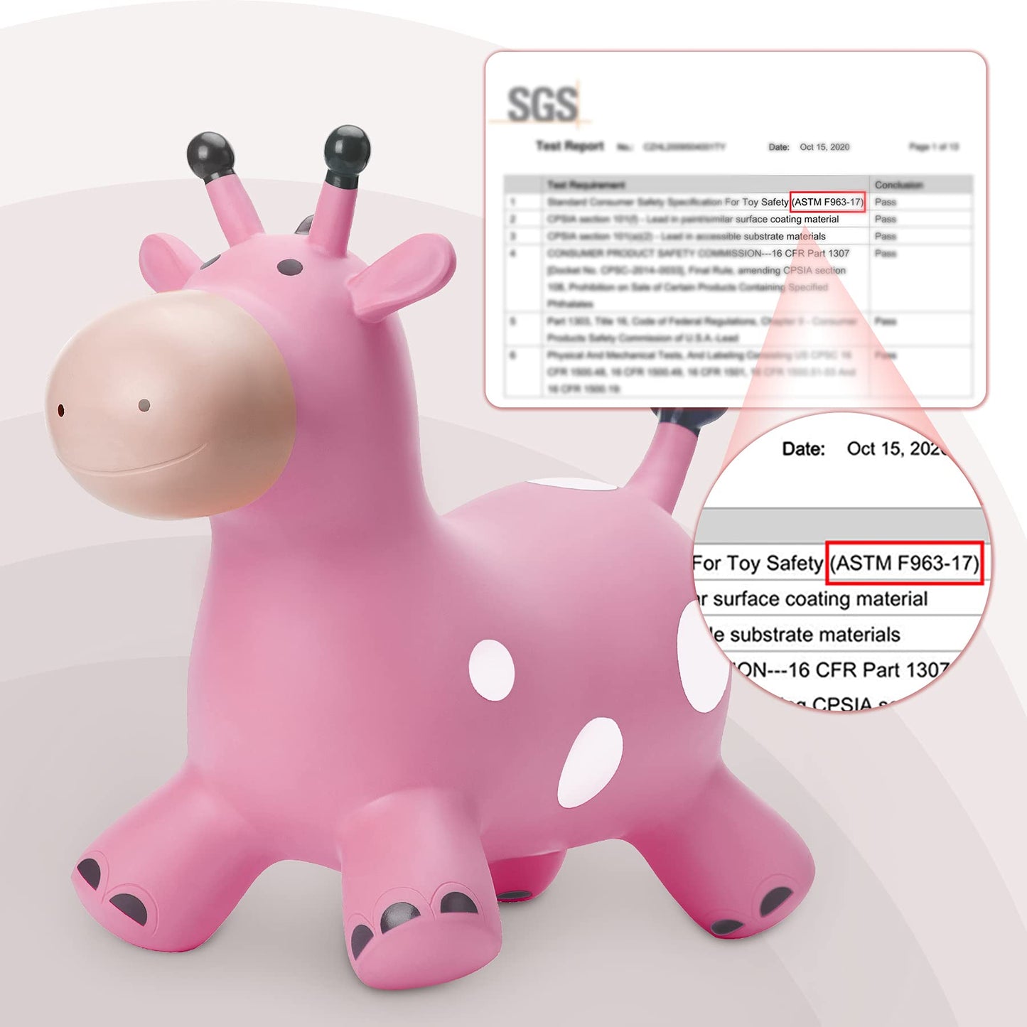 EVERICH TOY Giraffe Bouncy Horse Hopper for Toddlers, Bouncy Animals Jumping Horse, Inflatable Ride on Bouncer Hopping Toys Gifts for Boys and Girls 18 Months 2 3 4 5 6 Years Old