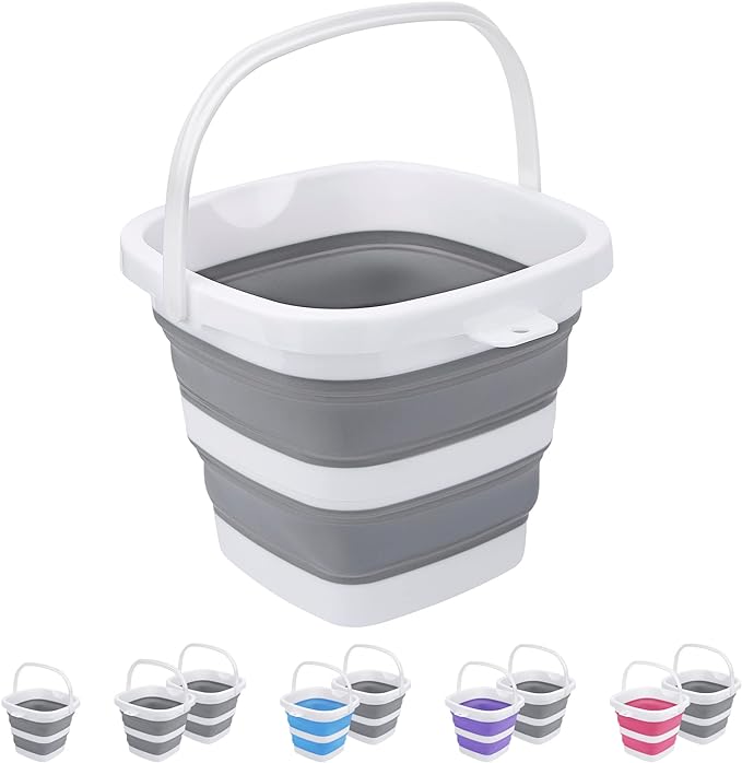 Craftend Collapsible Bucket, 5L 1.3Gallon Small Cleaning Mop Buckets for Household Outdoor Car Washing Tub Plastic Foldabl...