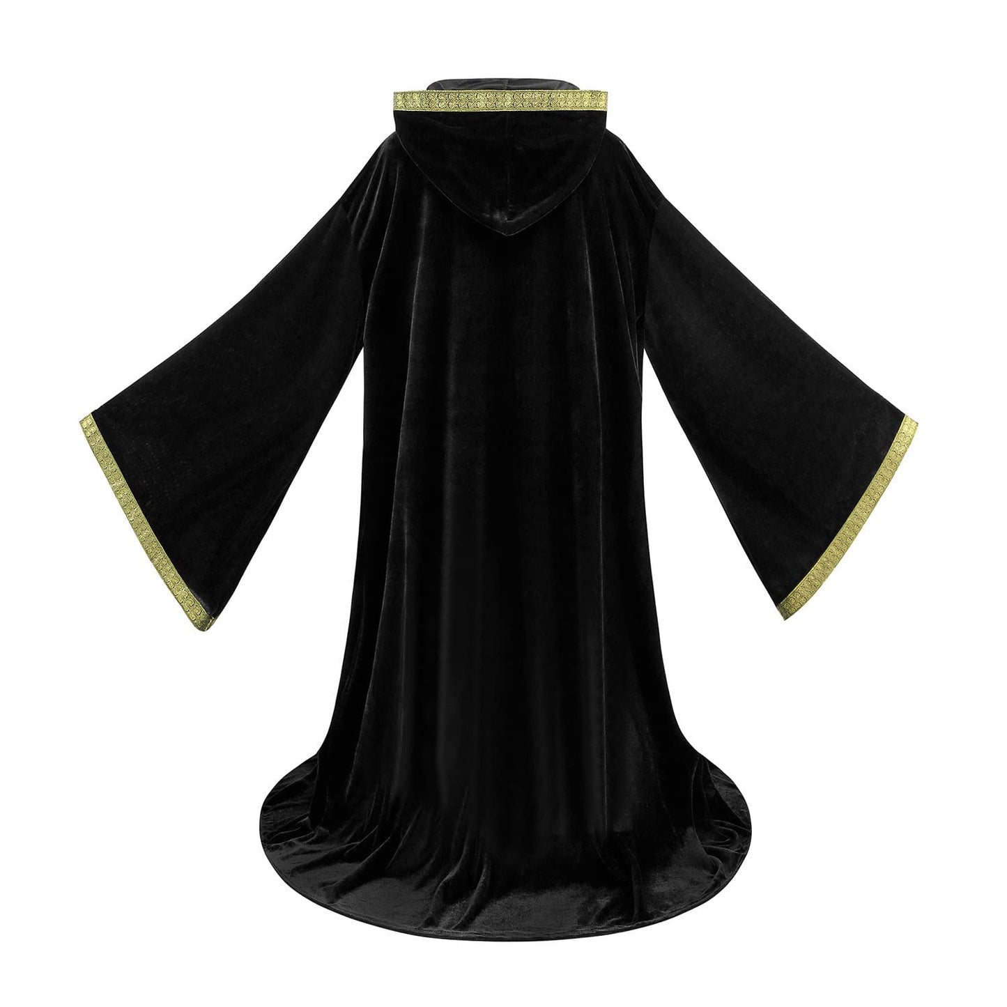 AGCOAH Wizard Costume Cloak with Hood Men Wizard Robe Wizard Cloak Krampus Robe Fancy Robe Cosplay (Black-55inch)