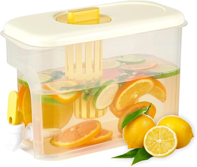 RAMFIYN 1 Gallon Drink Dispenser for Fridge, Water Container with Spigot, Upgraded Gallon Water Dispenser Ice Tea Pitcher ...