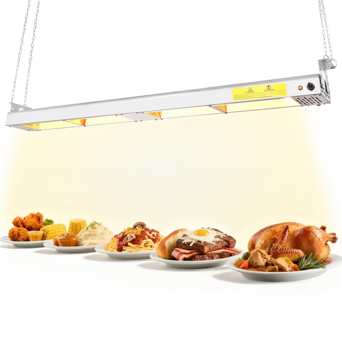 Hiteemer 55-Inch Food Heat Lamp - 1400W Commercial Food Warmer Lamp Overhead Stainless Steel Catering Heat Lamps Electric Strip Heater for Restaurant Buffet Parties Kitchen, Silver 115V