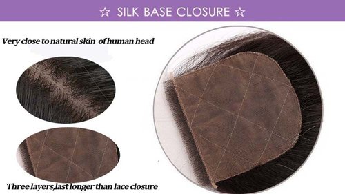 Greatremy 4"x4" Silk Base Lace Closure Straight Virgin Hair With Baby Hair Free Part Natural Color 12inch