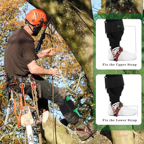 Tcatec Tree Climbing Spikes, Adjustable Height Tree Climbing Gear Kit with Soft Padding and Safe Belt, Tree Climbing Spike...