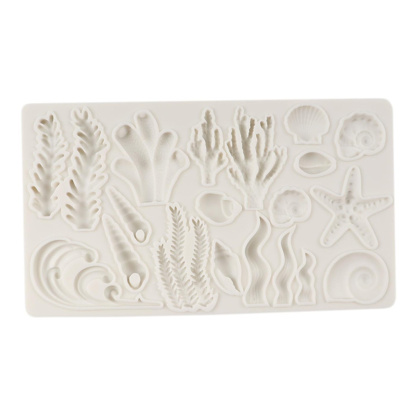 QDMOLDS Marine Theme Fondant Molds Seashell Conch Starfish Seaweed Coral Silicone Mold For Cake Decoration Cupcake Topper Sugar Craft Chocolate Candy Gum Paste Polymer Clay