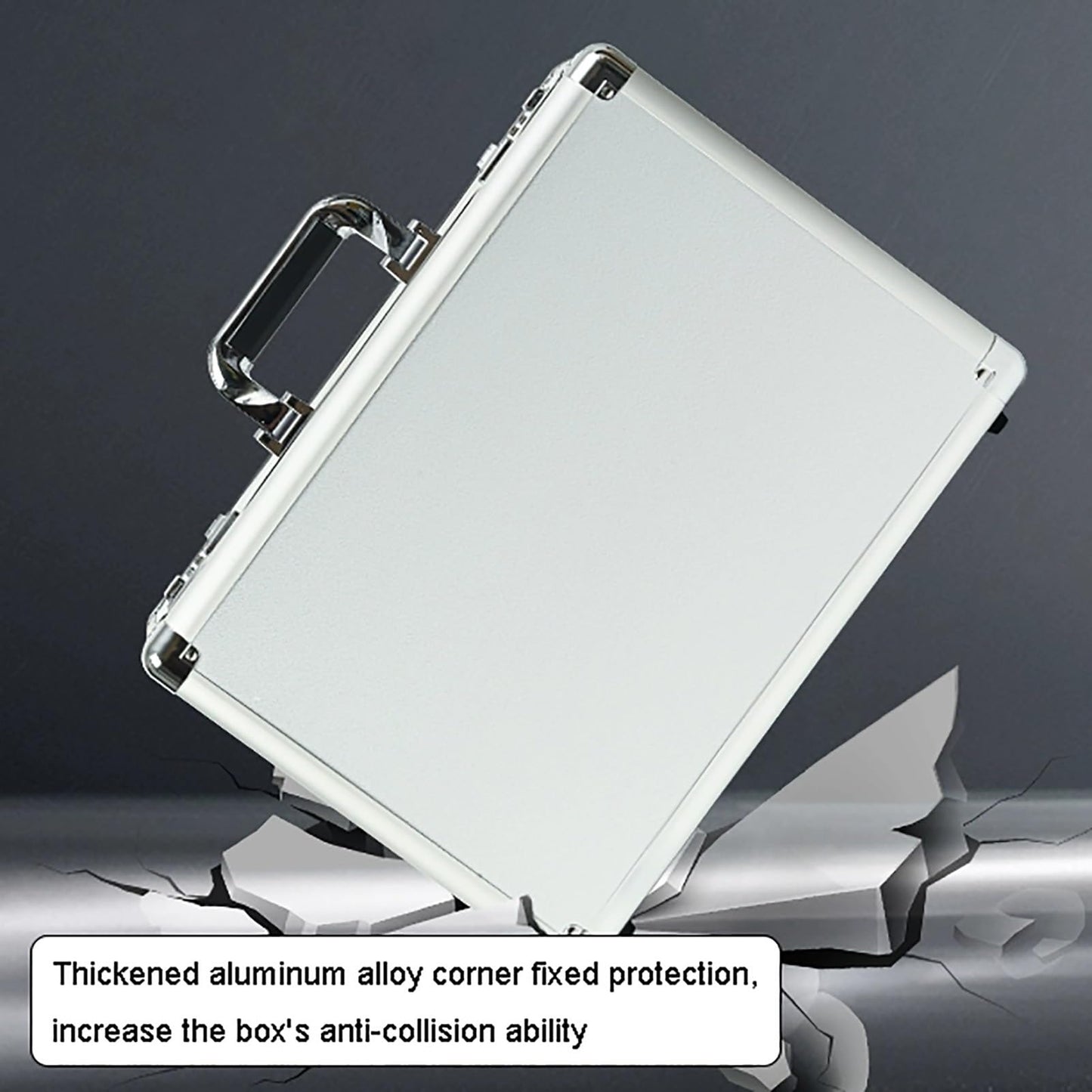 Aluminum Alloy Suitcase, Document and Luggage Storage Box, Display Storage Box, Watch Storage Box, Soft Interior, Large Capacity Hardware Storage Box(Silver,26x14x7in)