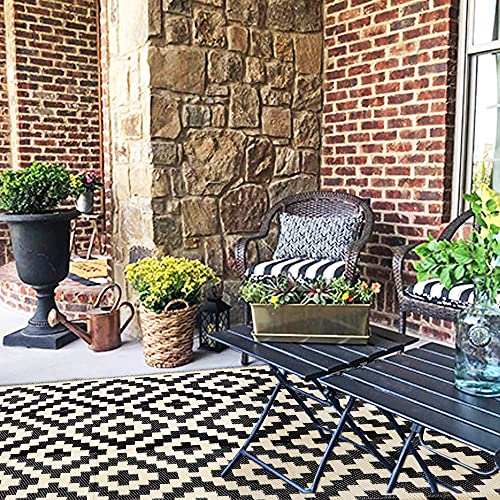 SAND MINE Waterproof Outdoor Rug 5x8 ft, Plastic Reversible Rug, Modern Area Rug, Large Floor Mat for Outdoors, RV, Patio,...