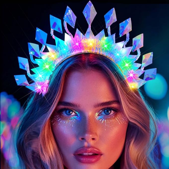 JAKAWIN Light Up Headband Glowing Headpiece Led Rave Costume Hair Accessories for Women