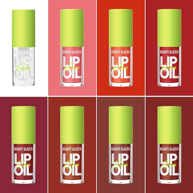 Beauty Glazed Big Brush Head Lip Oil, Ultra-Hydrating & Nourishing, Smooth Glossy Finish Glow Shiny and Vegan Tinted Gloss, Non-Sticky Formula (105# PASSION, 1) 0.14 Fl Oz