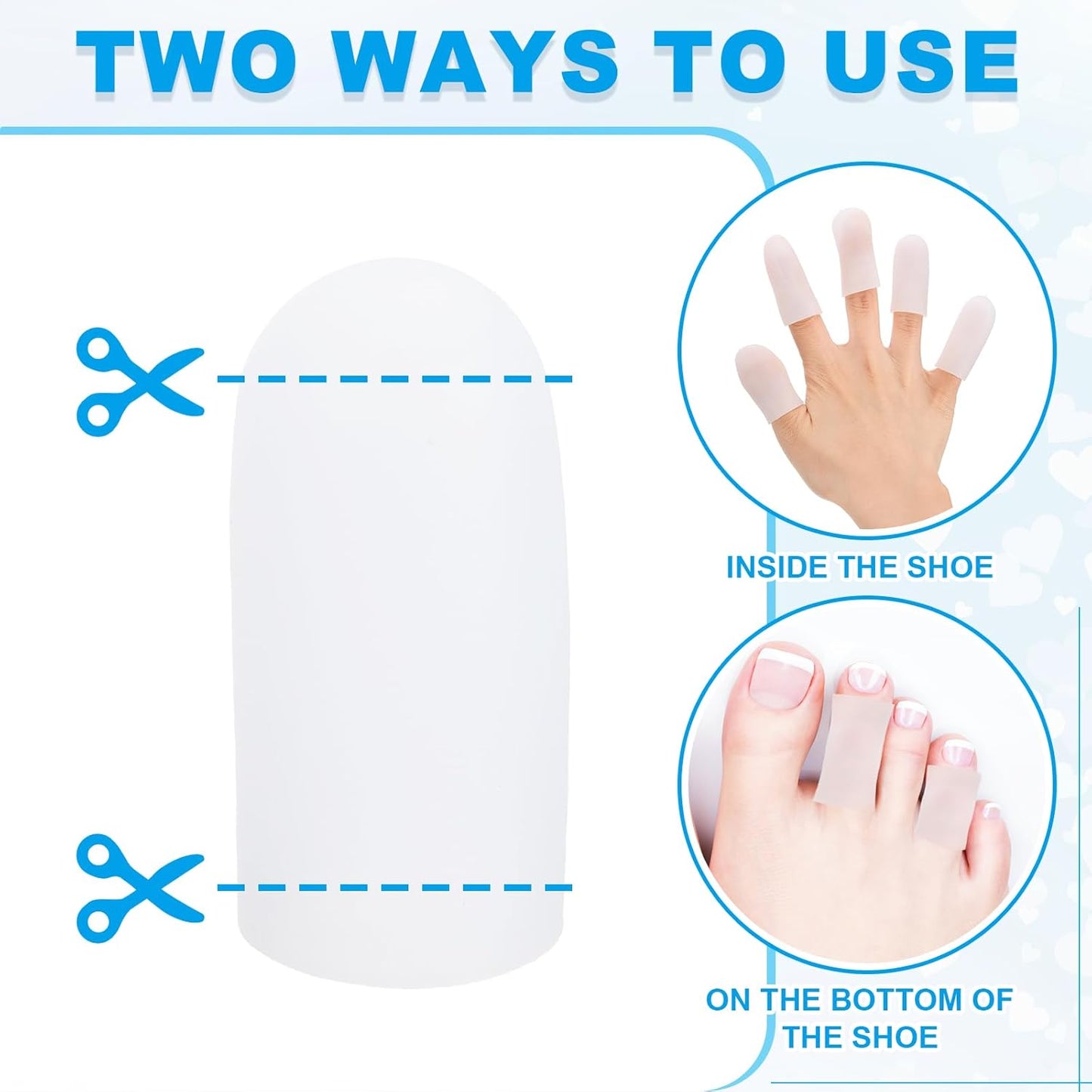 PATIKIL Gel Finger Cots 1.6"x0.79", 20 Pcs Silicone Finger Protector Support Finger Sleeve Cushions Thumb Protector Covers Fingertip Caps Gloves for Finger Cracking, White