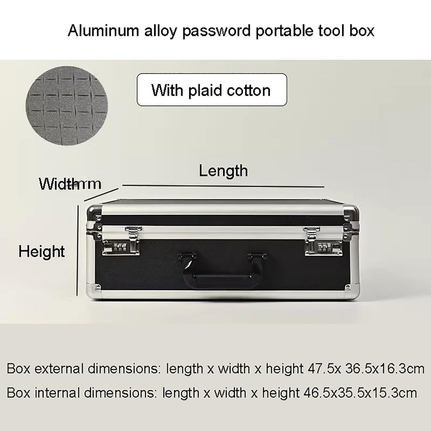 Aluminum Alloy Suitcase, Document and Luggage Storage Box, Display Storage Box, Watch Storage Box, Soft Interior, Large Capacity Hardware Storage Box(Silver,26x14x7in)