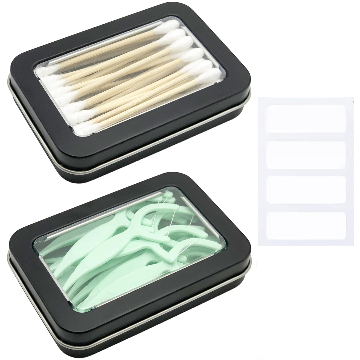 MatFirsmo Cotton Swab Holder for Travel, 2 Pcs Portable Small Dental Floss Holder Empty Metal Cotton Ball Holder, Travel Floss P
