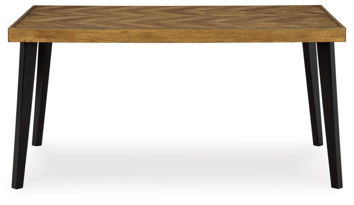 Signature Design by Ashley Blondon Rectangular Dining Room Table Set with 6 Chairs, Chevron Pattern, Tapered Legs, Seats 6, Wood, 60" Long, Brown & Black