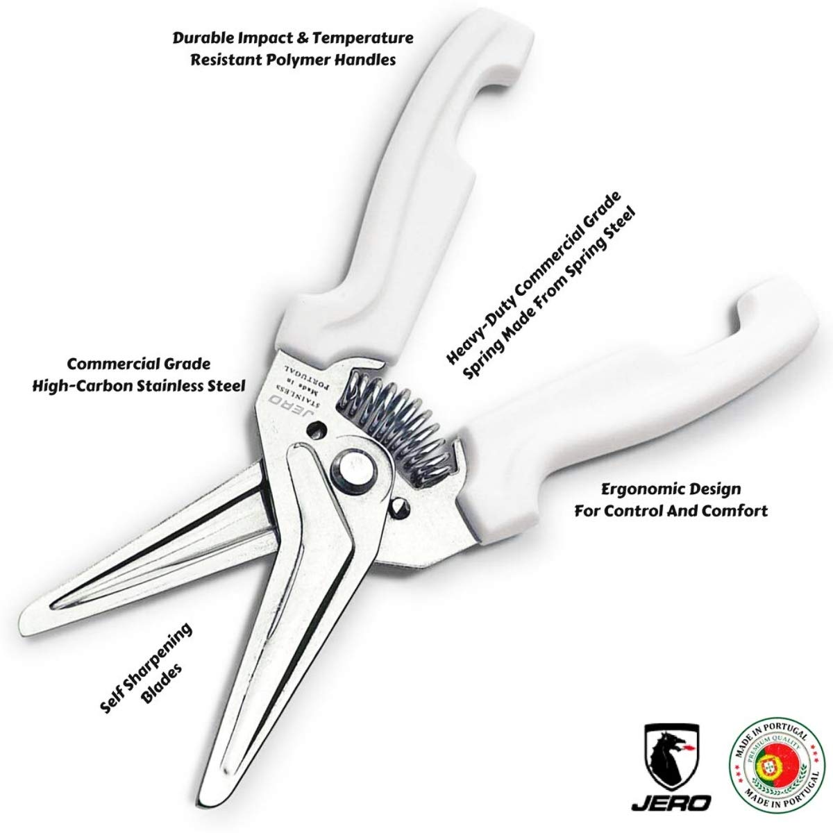 Jero Stainless Steel Kitchen Shears with Holder - Perfect for Herbs, Floral Trimming and Kitchen Use - Made in Portgual