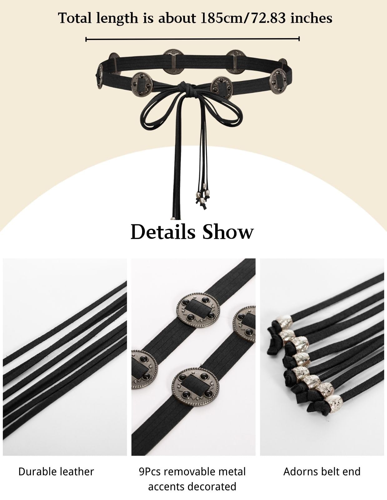 Scarlet Darkness Black Renaissance Belts for Women Costume Tied Belts Medieval Accessories Black