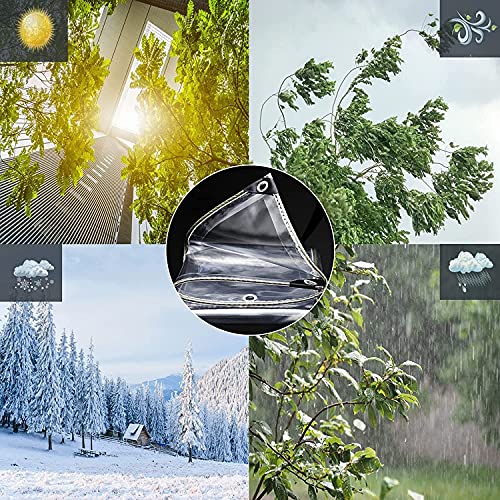 GQZGGXX 8' X 10' Outdoor Clear Tarp Curtain Waterproof Wind-Proof 0.35mm Transparent Vinyl Tarp for Patio Pergola Garden C...