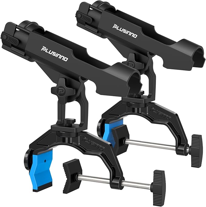PLUSINNO 1/2/4 Pack Fishing Rod Holders for Boat, Fishing Rod Holder with Enlarge Clamp, Innovative Dual-V Shaped Design, ...