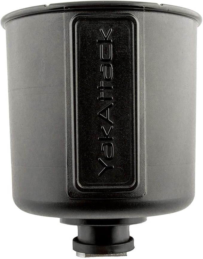 YakAttack Black MultiMount Cup Holder | Track Mount Drink Holder for Kayaks & Boats | Compatible with GearTrac & MightyMou...