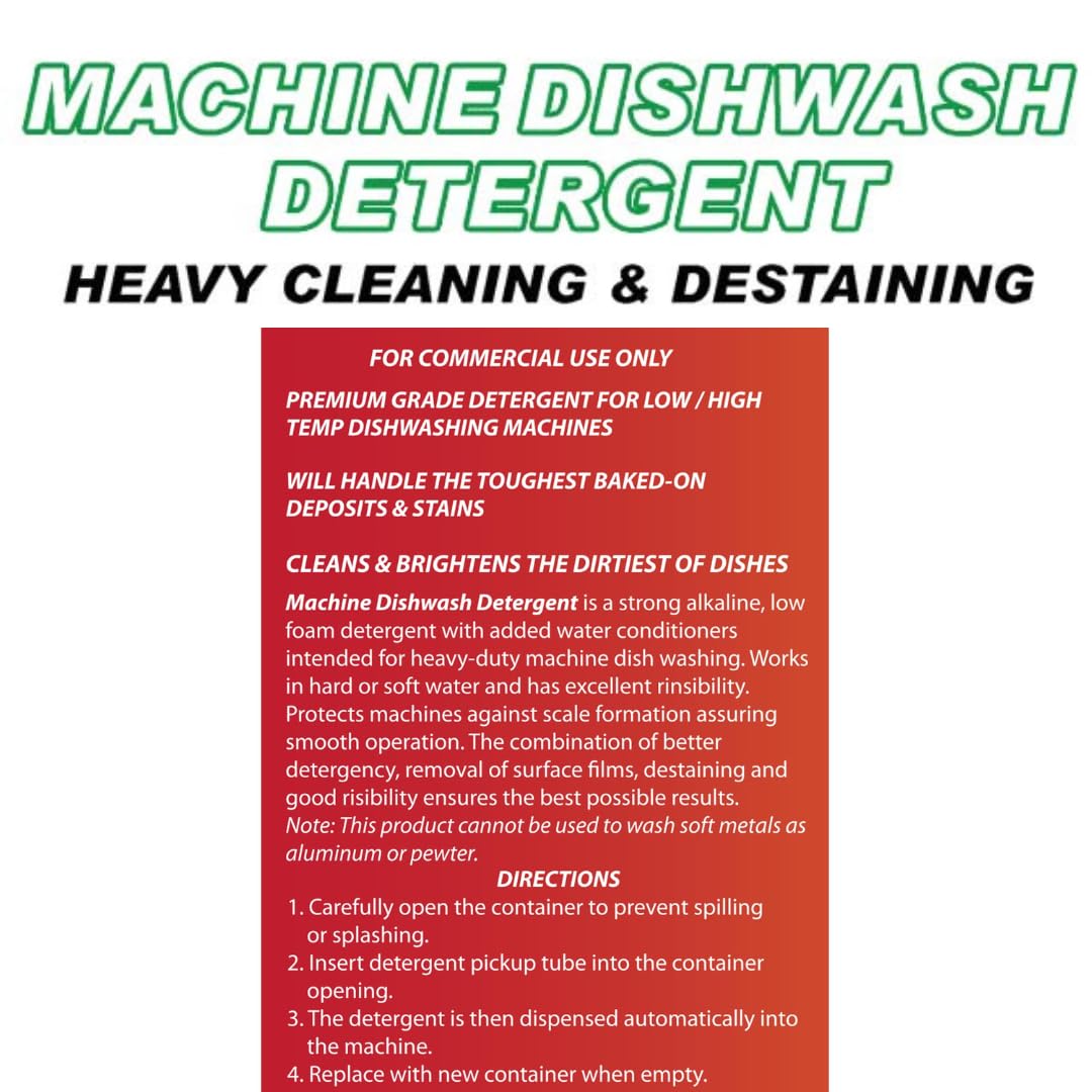 Commercial Industrial Grade Machine Dishwash Detergent - A premium grade detergent for low or high temp dishwash machines-4 gallon case