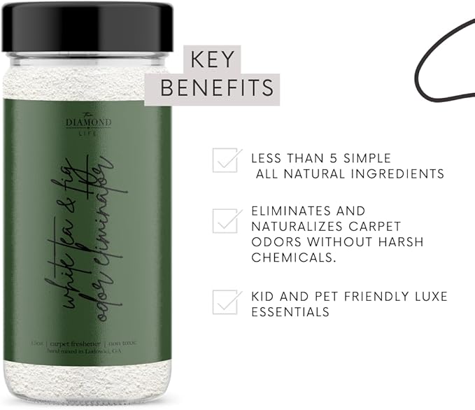 Home White Tea & Fig Carpet Deodorizer Powder For Home, Vaccuuming Upholstery, Christmas/Holiday Scent– Eliminates Odors Naturally, Pet-Friendly