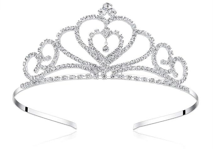 Lovelyshop Rhinestone Crystal Tiara-Wedding Bridal Prom Birthday Pegeant Prinecess Crown (Heart）-1 Pack