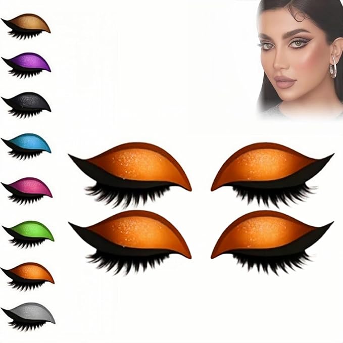 Lazy Eye Shadow Eyelash Patch, 2-In-1 Self-Adhesive Natural Waterproof Eyelashes Stickers,Reusable Fast Eye Makeup with False Lashes,Shadow, No-Mascara Look for Party, Prom