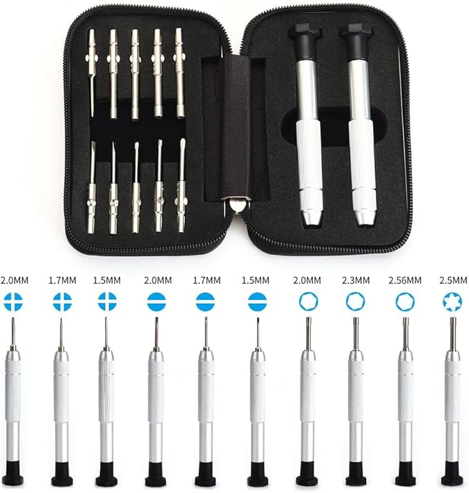 Precision Screwdriver Set, Eyeglass repair kit with 10-style screwdrivers/nose pads/4 in 1 portable screwdrivers/ear hook/tweezer for eyeglasses sunglass watch calculator (with 70-style screws)