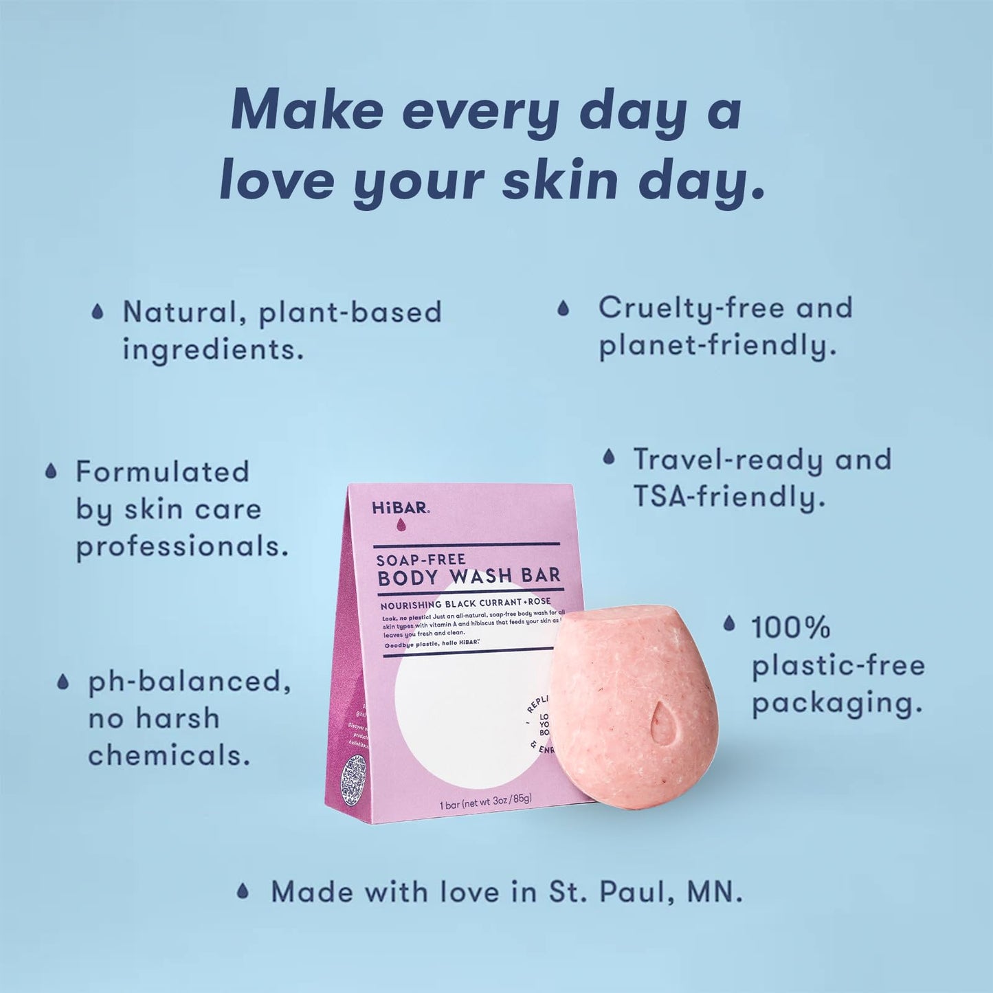 HIBAR - Nourish Solid Body Wash Bar - Replenish & Enrich - With Pomegranate Sterol & Jojoba Protein - Daily Use & Sensitive Skin