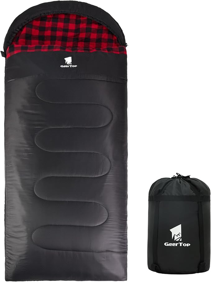 GEERTOP Flannel Sleeping Bags for Adults Big & Tall People Portable Cold Weather Envelope XXL All Seasons Camping Sleeping...