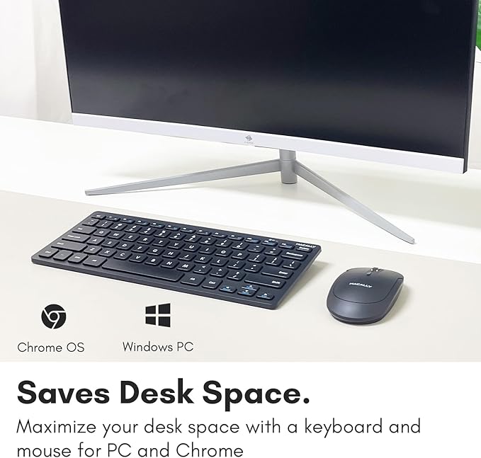 Macally Small Wireless Keyboard and Mouse Combo - Quiet Productivity Duo - 2.4G Wireless Keyboard Mouse for PC - 78 Key Mini Keyboard and Mouse with Slim Body, Click Buttons, and 3 DPI Modes